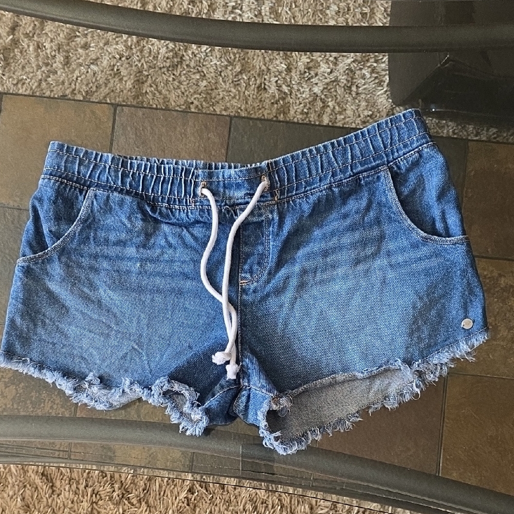 Roxy Blue Jean Shorts with Drawstring
